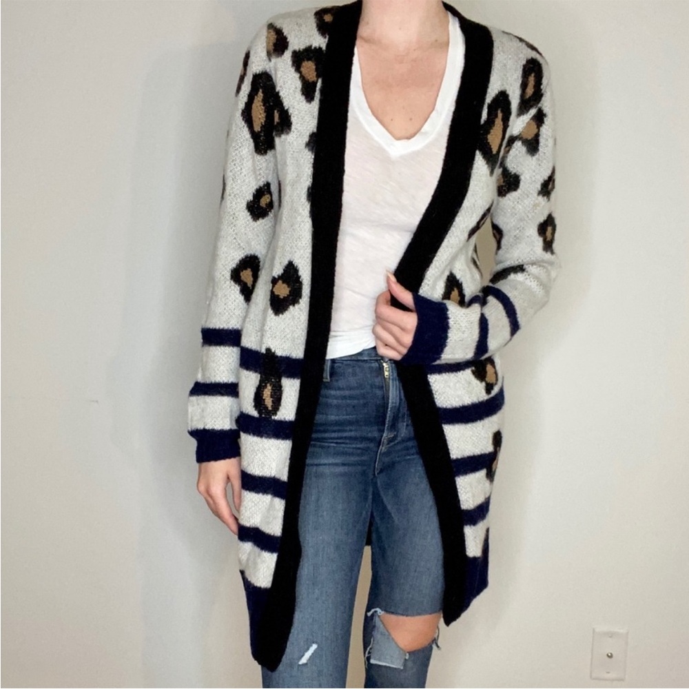 LPA Leopard Striped Open Cardigan